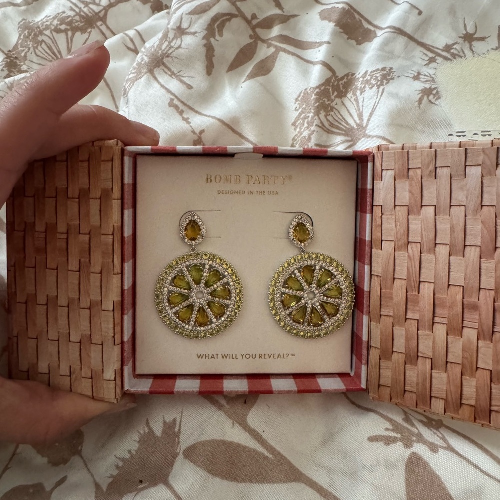 Green and Gold Vintage-Inspired Dangle Earrings